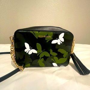 Michael Kors Butterfly Crossbody Purse (Black & Green)
